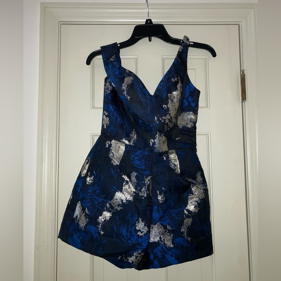 Women’s Rachel Allan Navy Blue Romper Size 4 100% Polyester 4679 Homecoming - Picture 4 of 5